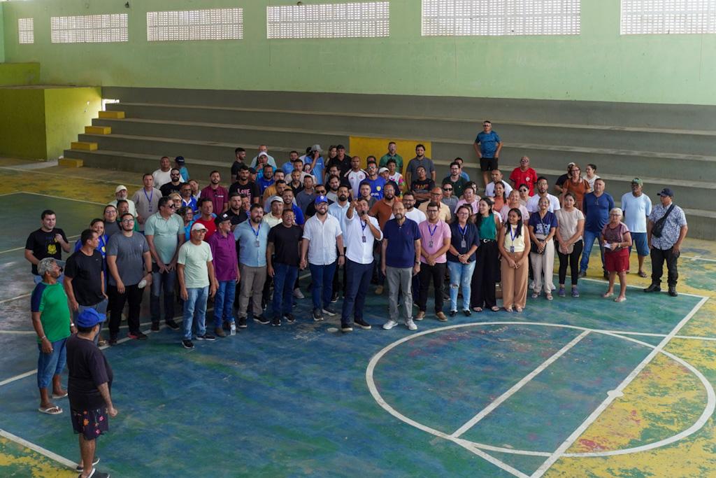 Gustavo Carvalho participa do início da reforma do Ginásio Flávio Kantarely em Lajes