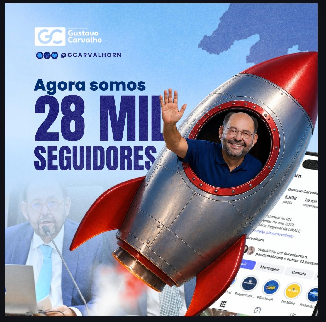 Gustavo Carvalho alcança marca de 28 mil seguidores no Instagram e amplia conexão com o povo potiguar